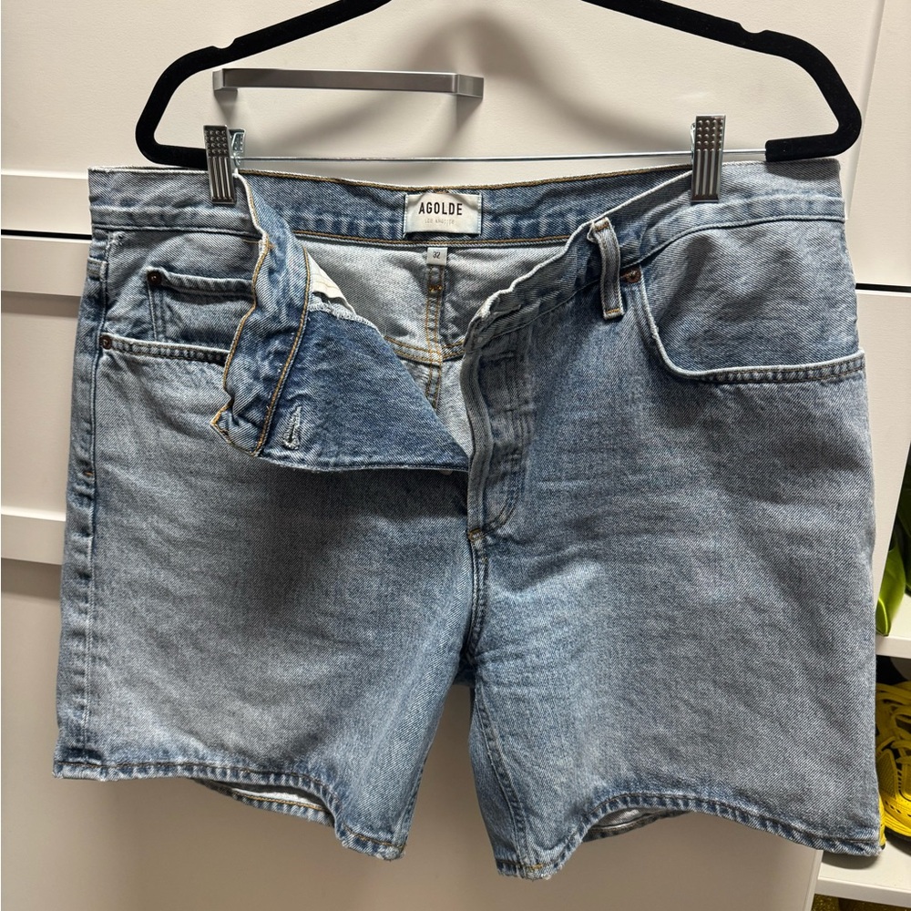 Agolde Light Blue crisscross Jean Shorts